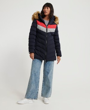 Superdry Arctic Tall Retro Puffer Női Kabát Piros/Sötétkék | TBYKZ5416